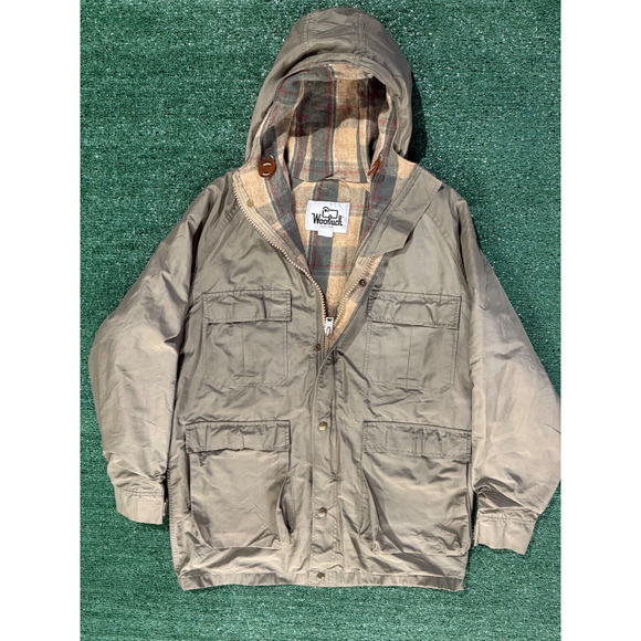 Vintage Woolrich Wool Lined Rain Jacket Mens Beige Size Large - Picture 1 of 11